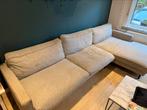 Hoeksalon grijs met zwart metalen poten, Ophalen, Gebruikt, Stof