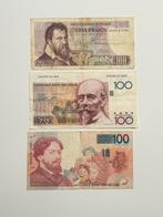 Lot: 3 verschillende 100 francs biljetten België, Ophalen of Verzenden, Setje