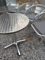 terrastafels met stoelen, Ophalen, Zo goed als nieuw, Rond, Aluminium