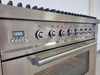 🍀Luxe Fornuis Boretti 90 cm rvs + rvs 6 pits 1 oven, 60 cm of meer, 5 kookzones of meer, Vrijstaand, 90 tot 95 cm
