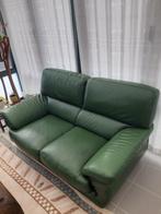 zetel (tweezit) in leder (donker groen), Ophalen, Gebruikt, 150 tot 200 cm, Tweepersoons