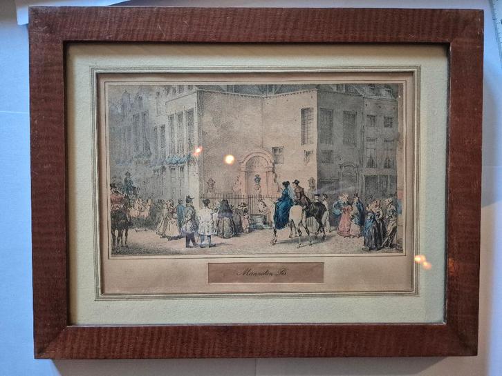 litho ' MANNEKEN PIS '  19e eeuw , J.B. MADOU, Antiek en Kunst, Kunst | Litho's en Zeefdrukken, Ophalen of Verzenden