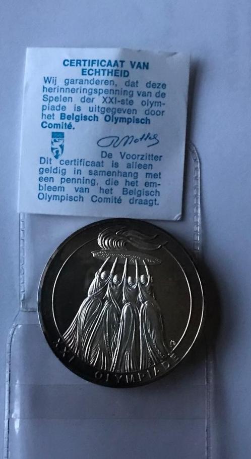 Médaille Comité olympique, XXI OLYMPIADE, Timbres & Monnaies, Monnaies | Belgique, Métal, Argent, Enlèvement ou Envoi