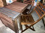 Tuinset: klaptafel + 2 stoelen (ikea), Ophalen, 4 zitplaatsen, Gebruikt, Bijzettafel