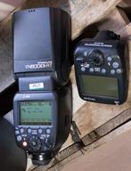 2 yongnuo yn600ex-rt flitsers en transmitter, Audio, Tv en Foto, Foto | Flitsers, Ophalen of Verzenden, Gebruikt, Canon, Kantelbaar