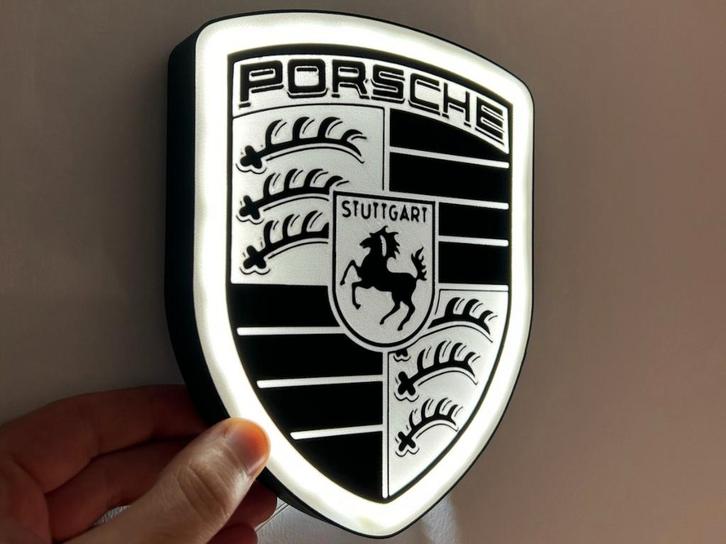 Magnifique panneau d'affichage Porsche avec éclairage LED lu, Collections, Marques & Objets publicitaires, Panneau publicitaire