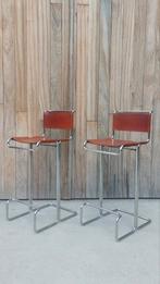 2 Italiaanse design barkrukken Stendig, chroom/leder, Ophalen, Gebruikt