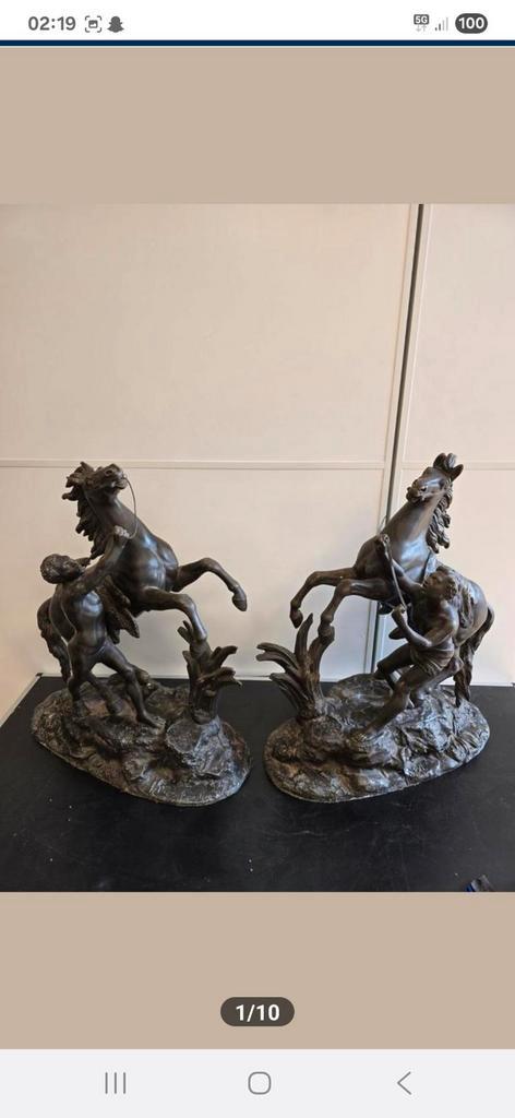 Beelden gesigneerd Guillaume Coustou"Le cheval de Marly, Antiek en Kunst, Antiek | Brons en Koper, Koper, Ophalen