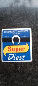 Oud bieretiket super be t'hoefijzer Diest, Verzamelen, Ophalen of Verzenden