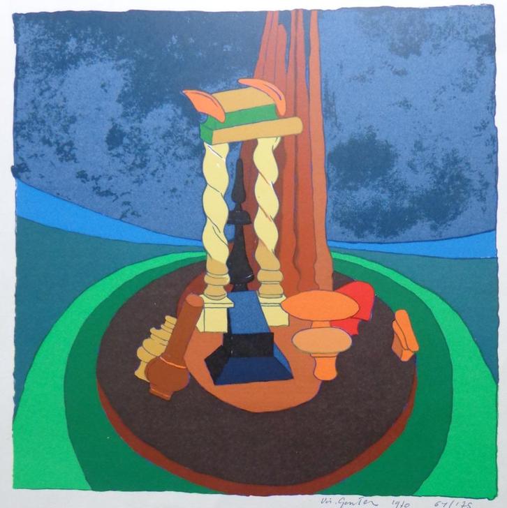 VIC GENTILS / FIGURATIE / KLEURLITHO / 56x46cm / SIG / 1970, Antiek en Kunst, Kunst | Litho's en Zeefdrukken, Ophalen of Verzenden