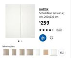 IKEA HASVIK Schuifdeur, set van 2, wit, 200x236 cm, Huis en Inrichting, Ophalen, 200 cm of meer, Zo goed als nieuw, 200 cm of meer