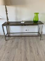 console vintage en verre et laiton, Ophalen