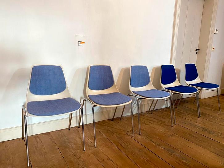 5 vintage Wilkhahn stoelen  - Georg Leowald glasvezelkuipjes, Huis en Inrichting, Stoelen, Gebruikt, Vijf, Zes of meer stoelen