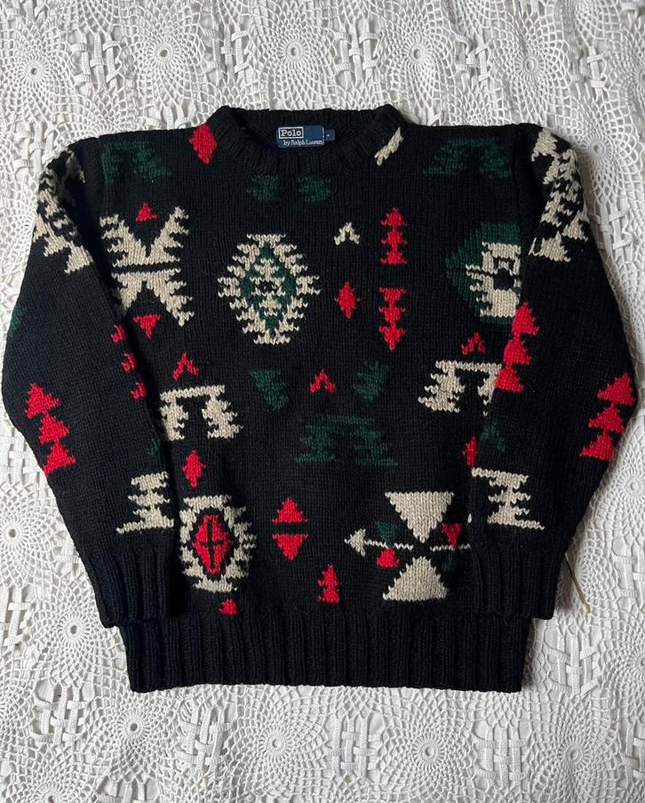 Ralph Lauren Vintage pull Aztec Wool Knit Sweater - S, Kleding | Heren, Truien en Vesten, Zo goed als nieuw, Maat 46 (S) of kleiner