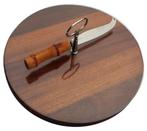 Plateau à fromage 🧀 bois bicolore Ø 30 cm + Couteau, Enlèvement ou Envoi, Comme neuf