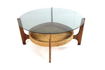 vintage ronde salontafel met glas lectuurhouden beschikbaar voor biedingen