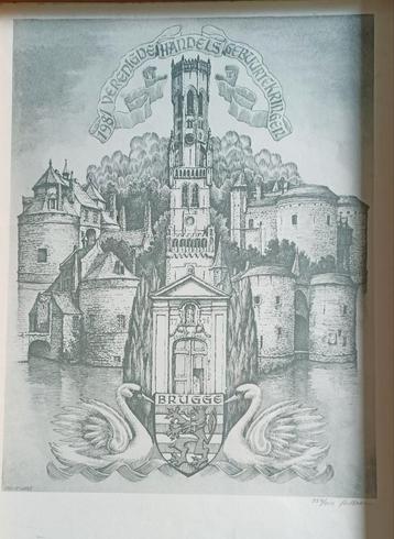 Tekening van Jan Kellner met Belfort Brugge, Enlèvement ou Envoi