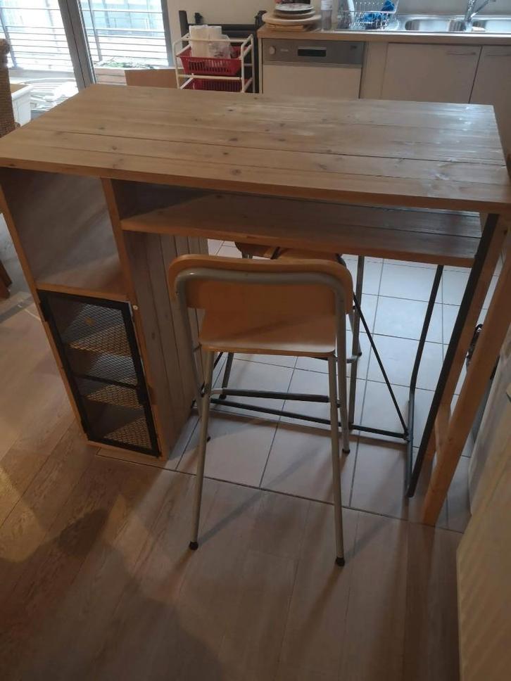 Table haute - bar en bois, Maison & Meubles, Cuisine | Éléments de cuisine, Utilisé, 100 à 150 cm, 100 à 150 cm, 50 à 75 cm, Brun