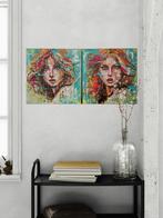 Modern koppel kleurrijke schilderijen Mk Art, Antiek en Kunst, Kunst | Schilderijen | Modern, Ophalen