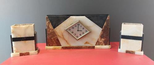Garniture de cheminée/horloge art deco en marbre - vers 1930, Antiquités & Art, Antiquités | Horloges, Enlèvement