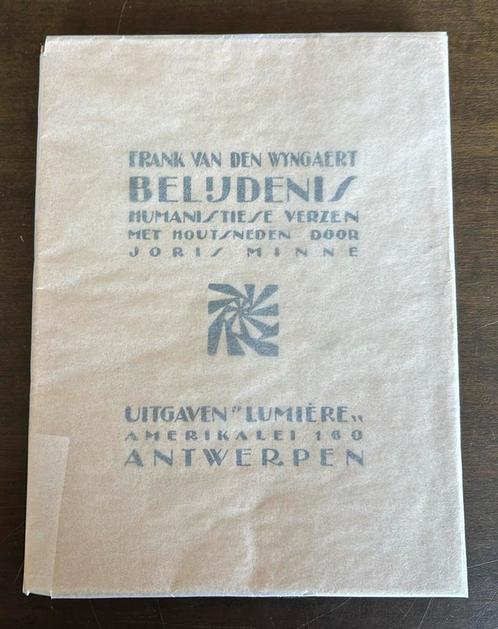 (Joris Minne) F. Van Den Wyngaert - “Belijdenis”, Antiek en Kunst, Antiek | Boeken en Manuscripten, Ophalen of Verzenden
