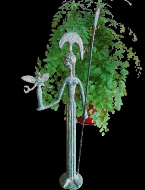 Godin Athena. Groen brons, nog wat goudkleur zichtbaar, Antiek en Kunst, Antiek | Brons en Koper, Brons, Ophalen of Verzenden