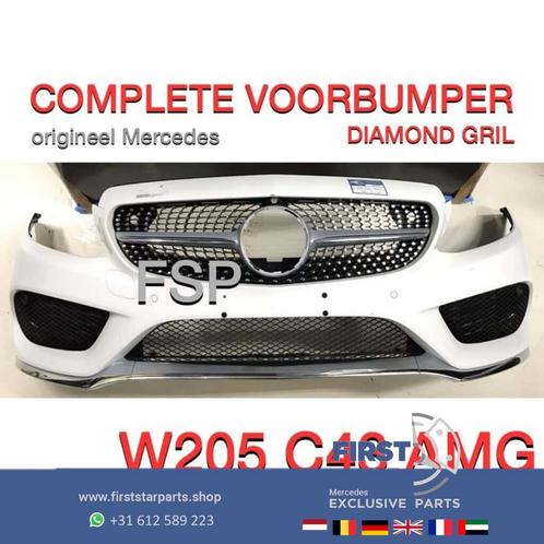 W205 C205 C43 AMG LINE Voorbumper COMPLEET bumper WIT origin, Auto-onderdelen, Carrosserie, Bumper, Mercedes-Benz, Voor, Gebruikt