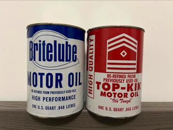 Lot Bidons d’huile olieblik one quart us Britelube / Top kik beschikbaar voor biedingen