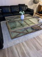 Woonkamertafel 160x140x40 licht eikenhout en glas, Huis en Inrichting, Ophalen, Zo goed als nieuw, Eikenhout