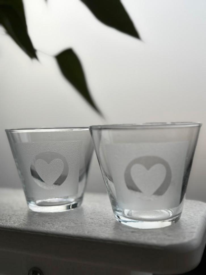 Ikea glaasjes met hartje voor theelichtjes, Huis en Inrichting, Woonaccessoires | Kandelaars en Kaarsen, Nieuw, Minder dan 25 cm