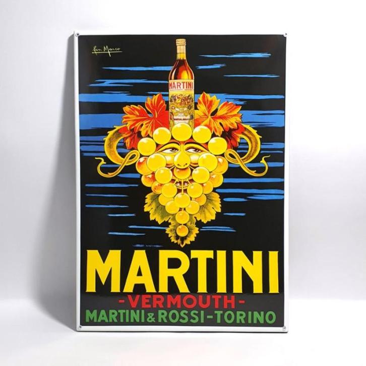 Martini Rossi vermouth emaillen reclame bord retro decoratie, Verzamelen, Merken en Reclamevoorwerpen, Zo goed als nieuw, Reclamebord