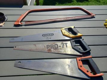 3 handzagen (sandvik, Stanley, pro7T steel) , 1 beugelzaag  beschikbaar voor biedingen