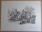 OSCAR BONNEVALLE / STAD GENT / ZW-W LITHO + POTLOOD 54x70cm, Antiek en Kunst, Kunst | Litho's en Zeefdrukken, Ophalen of Verzenden