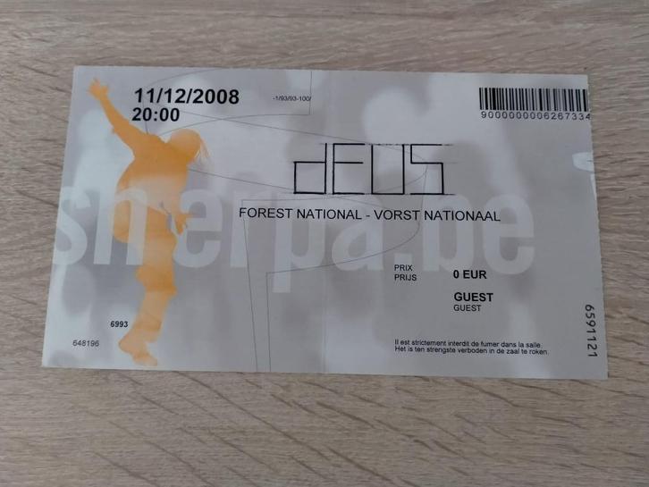 Concertticket US Forest National (Brussel) 11/12/2008, Verzamelen, Muziek, Artiesten en Beroemdheden, Gebruikt, Overige typen