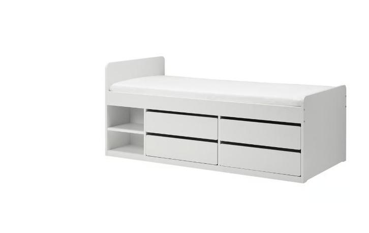 Eenpersoonsbed WIT, Maison & Meubles, Chambre à coucher | Lits, Comme neuf, Une personne, 90 cm, 200 cm, Bois, Blanc, Enlèvement