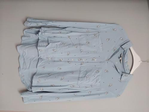 Lichtblauw hemd hondjes C&A 38, Kleding | Dames, Blouses en Tunieken, Zo goed als nieuw, Maat 38/40 (M), Blauw, Ophalen of Verzenden