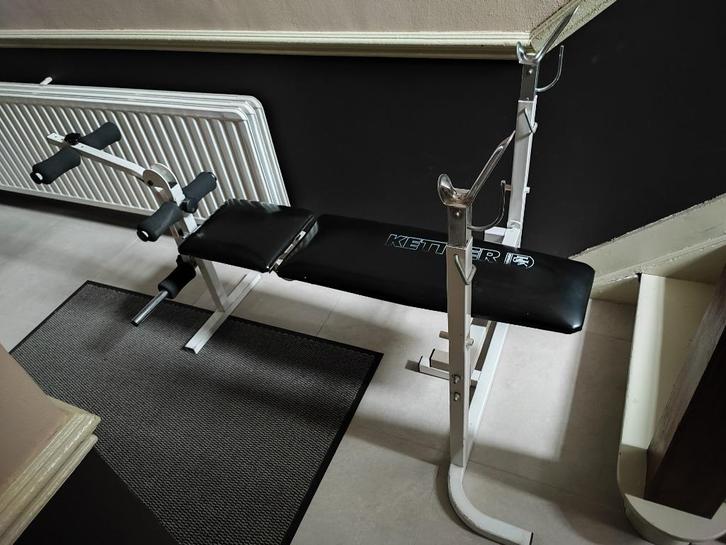 Kettler fitness bank + bench press., Sport en Fitness, Fitnessmaterialen, Gebruikt, Fitnessbank, Armen, Benen, Borst, Buik, Rug