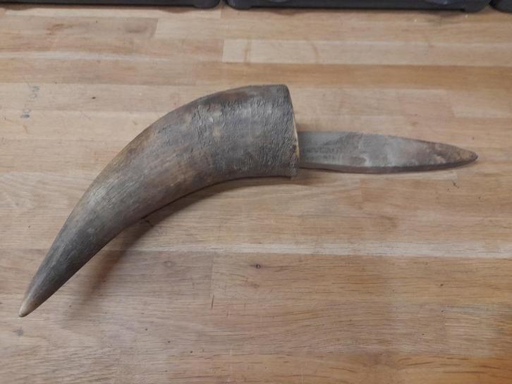 Eeuwenoude koehoorn om nepboeren aan te scherpen, Antiek en Kunst, Curiosa en Brocante, Verzenden