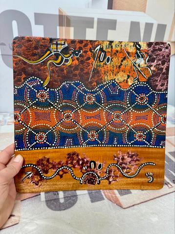 Antiek Valdo Australia Aboriginal houten bord + handtekening beschikbaar voor biedingen