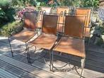 6 vintage stoelen (Spanje) van leer en smeedijzer uit 1970, Ophalen, Gebruikt, Bruin, Vintage