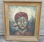 Huile sur panneau hiercheuse signe urbain, Antiek en Kunst, Ophalen of Verzenden