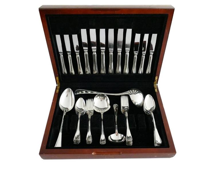 Gero - Arabesque - Verzilverde bestekcassette - 39st/6-pers., Antiek en Kunst, Antiek | Bestek, Verzenden