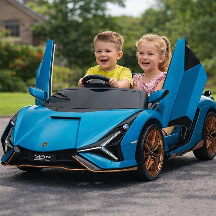 Elektrische Kinderauto 24V – Lamborghini Sian 2zits | Blauw, Kinderen en Baby's, Speelgoed |Speelgoedvoertuigen, Nieuw, Afstandsbediening