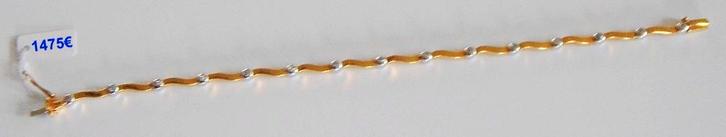 Bracelet dame ondulé en or bicolore 18K + 15 diamants, NEUF, Handtassen en Accessoires, Armbanden, Nieuw, Goud, Goud, Met edelsteen