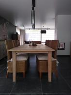 6 rieten eetkamer stoelen met hoge zitting landelijke stijl, Huis en Inrichting, Stoelen, Ophalen, Zo goed als nieuw, Bruin