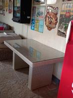 Tuintafel met glazen blad, Enlèvement, Synthétique