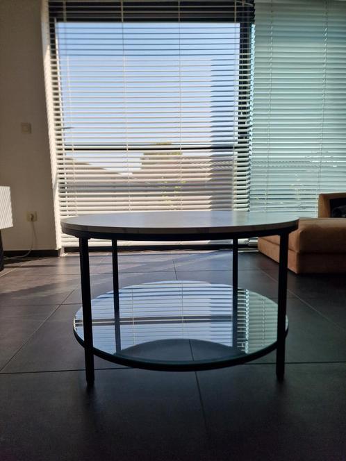 Ronde Salontafel, Huis en Inrichting, Tafels | Salontafels, Gebruikt, Rond, Glas, Ophalen