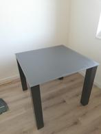 tafel 90x90 met glazen blad, 50 tot 100 cm, Vier personen, Zo goed als nieuw, Ophalen