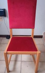 6 eiken stoelen, hoge rugleuning, zachte rode fluweelstof, Ophalen of Verzenden