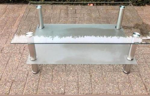nieuwe salontafel in de woonkamer gehard&gezandstraald glas, Huis en Inrichting, Tafels | Salontafels, Ophalen